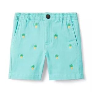 Janie and Jack Twill Embroidered Pineapple Shorts